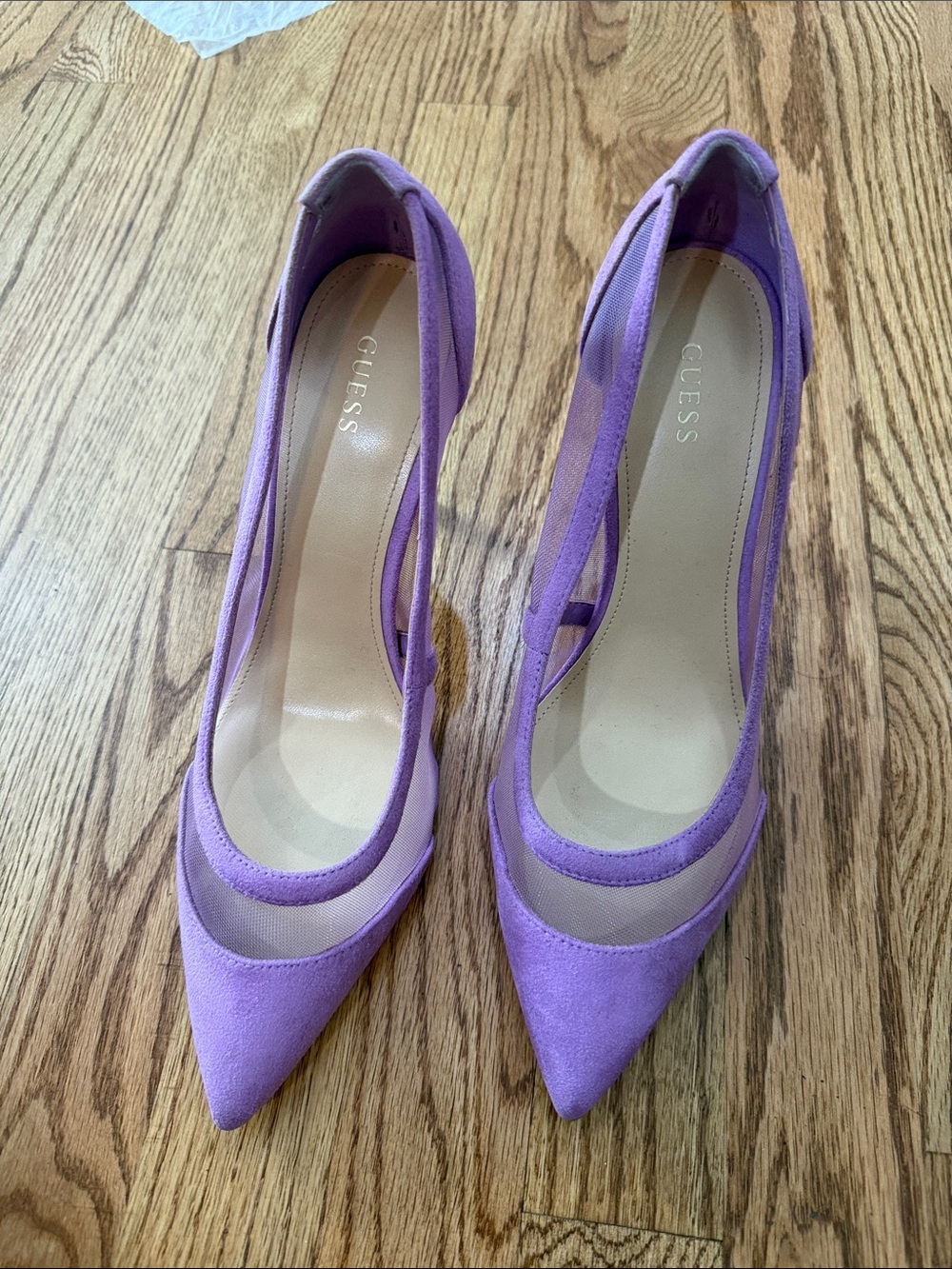 GUESS Lavender Pointed-Toe Suede Pumps with Mesh Insets size 9.5